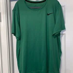 Nike Men's Green Tee with Black Swoosh